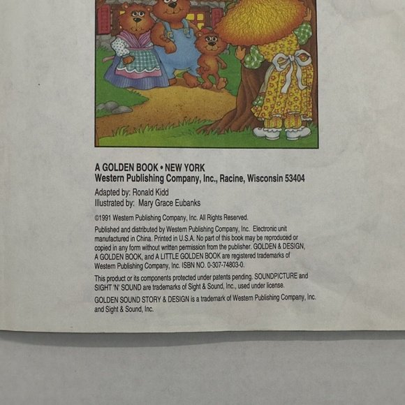 GOLDEN SOUND STORY Goldilocks and the Three Bears VTG 1991 Little Golden Books - Picture 7 of 8